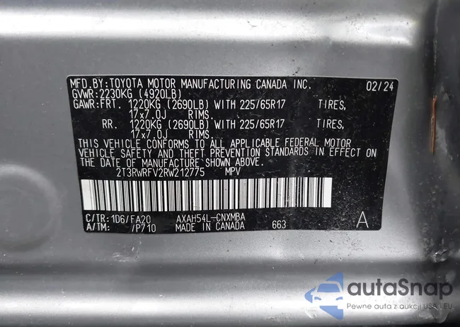 2T3RWRFV2RW212775: 43696297