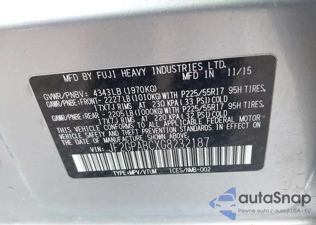 JF2GPABCXG8232187: 43696366