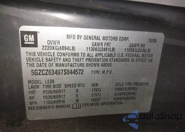 5GZCZ63497S844572: 43696484