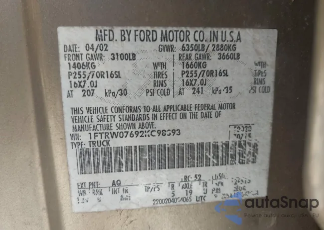 1FTRW07692KC98393: 43695779