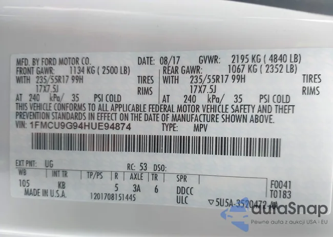 1FMCU9G94HUE94874: 43695791