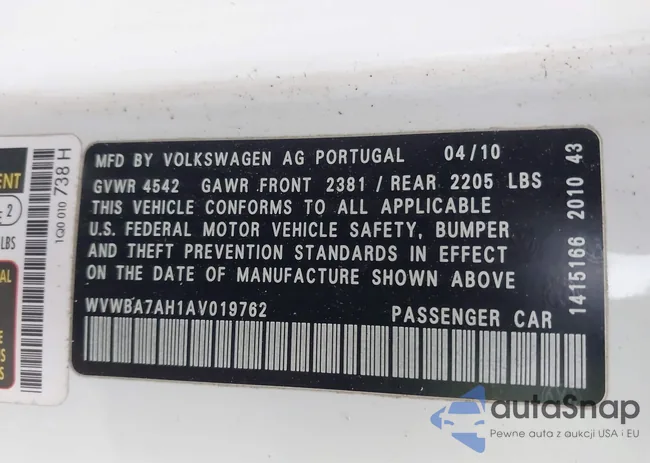 WVWBA7AH1AV019762: 43695887