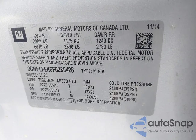 2GNFLFEK5F6230428: 43695926