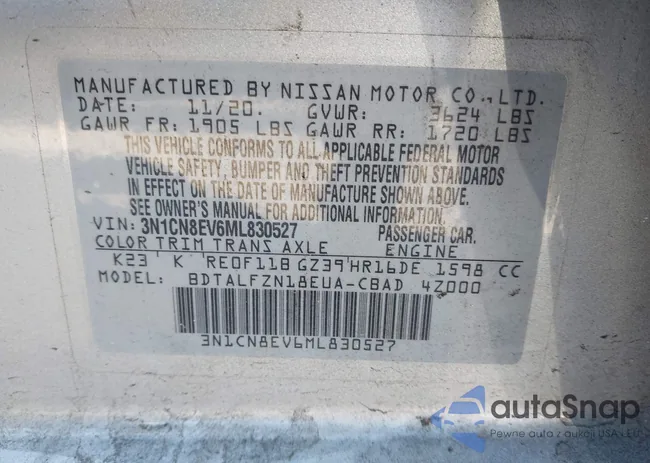 3N1CN8EV6ML830527: 43697190