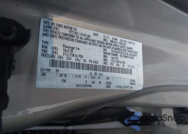 1FADP3F23GL252265: 43697267