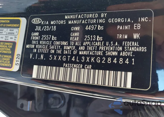 5XXGT4L3XKG284841: 43697281