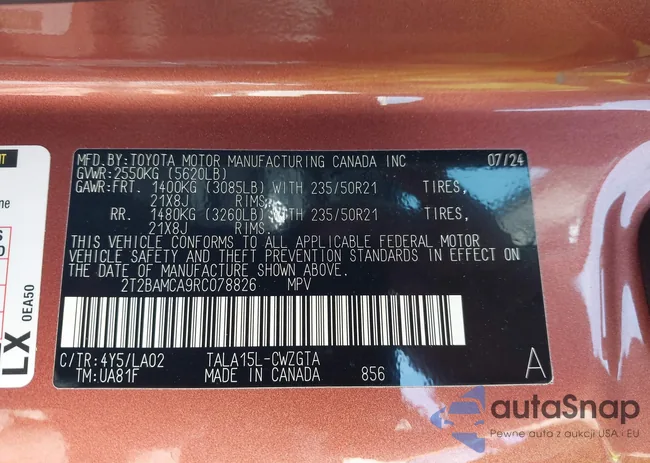 2T2BAMCA9RC078826: 43697452