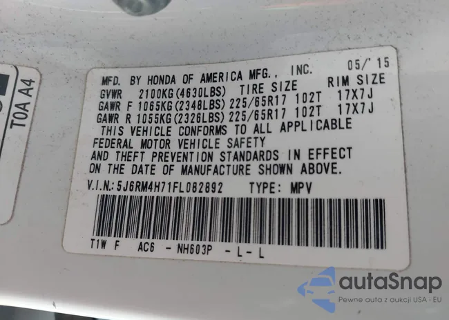 5J6RM4H71FL082892: 43697524