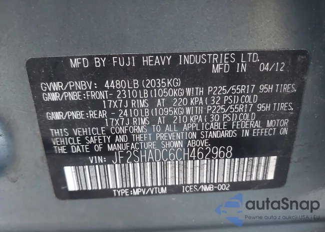 JF2SHADC6CH462968: 43697528