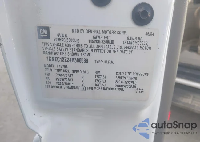 1GNEC13Z24R306588: 43697545