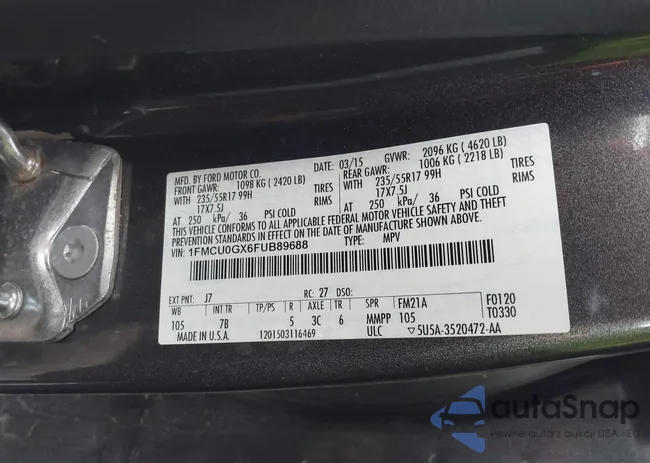 1FMCU0GX6FUB89688: 43697569