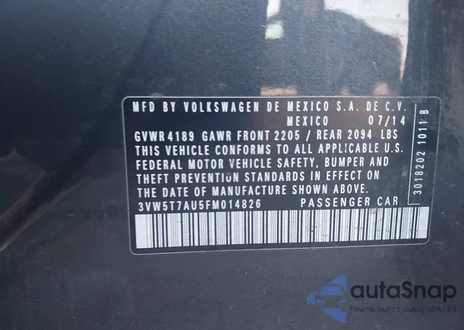 3VW5T7AU5FM014826: 43696700