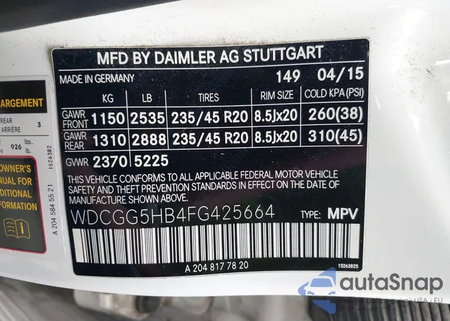 WDCGG5HB4FG425664: 43696733