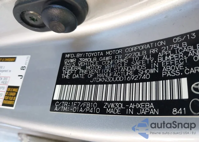 JTDKN3DU0D1692740: 43696820