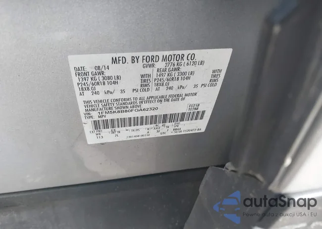 1FM5K8B80FGA62320: 43697040