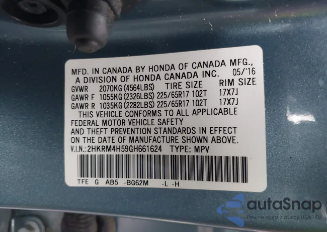 2HKRM4H59GH661624: 43698117