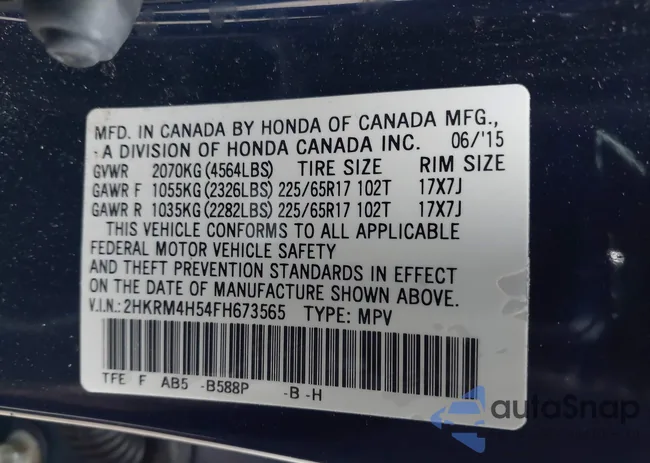 2HKRM4H54FH673565: 43697825