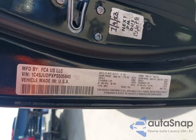 1C4SJUDPXPS505840: 43697935