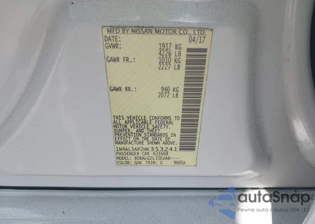 1N4AL3AP2HN353241: 43697946