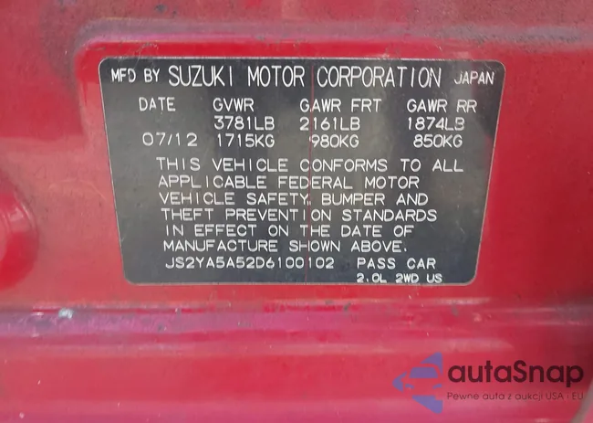 JS2YA5A52D6100102: 43699355