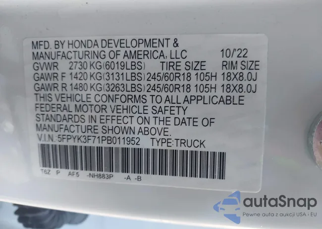 5FPYK3F71PB011952: 43699450