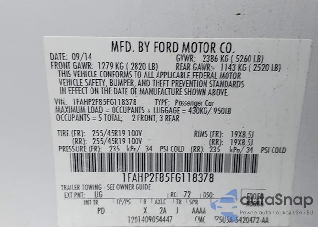 1FAHP2F85FG118378: 43699667