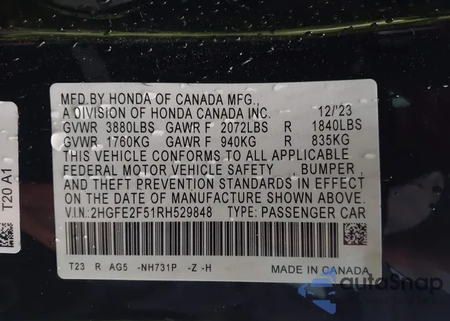 2HGFE2F51RH529848: 43698816