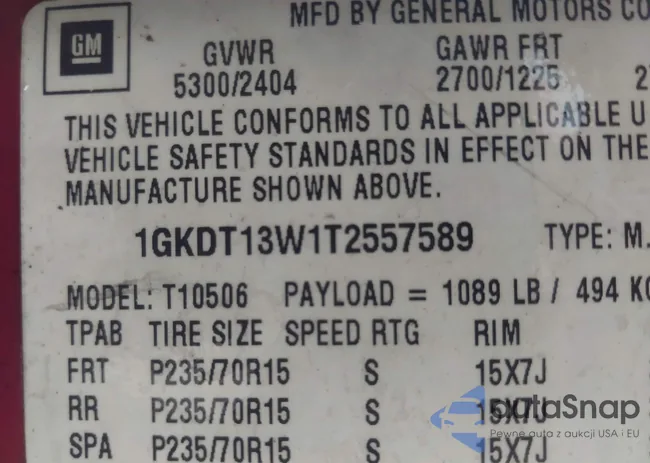 1GKDT13W1T2557589: 43698933