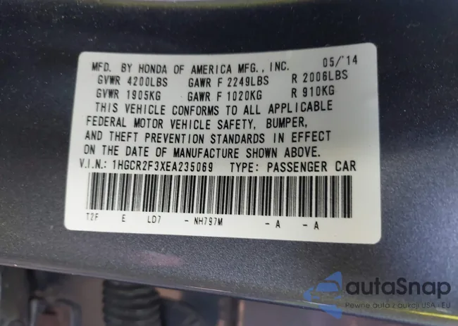 1HGCR2F3XEA235069: 43700310