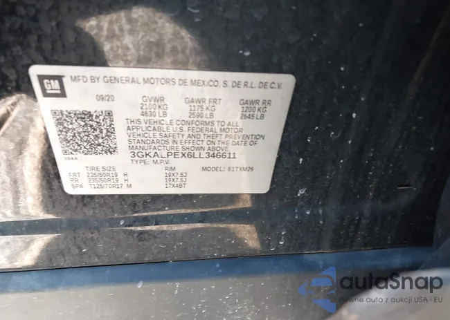 3GKALPEX6LL346611: 43700394