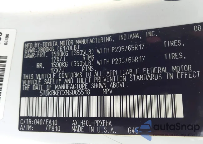 5TDKRKECXMS065518: 43700433