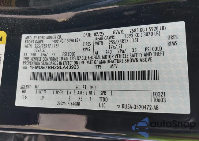 1FMDE7BH3SLA43923: 43700471