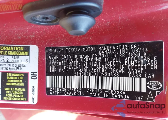 2T1BURHEXFC230466: 43700586