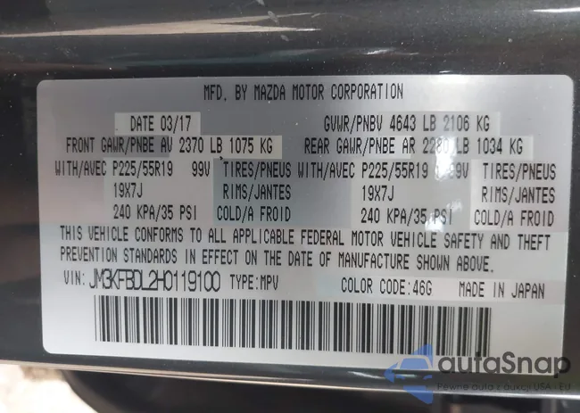 JM3KFBDL2H0119100: 43699735