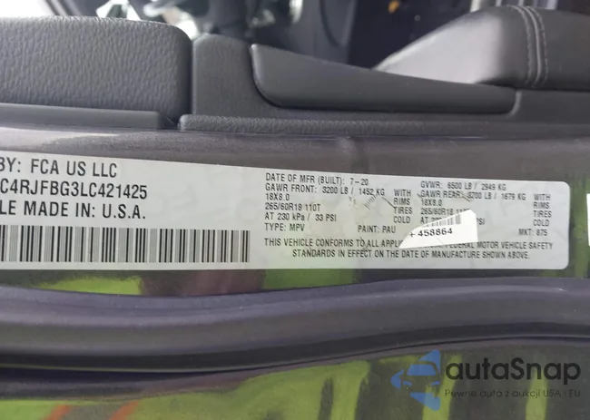 1C4RJFBG3LC421425: 43699893