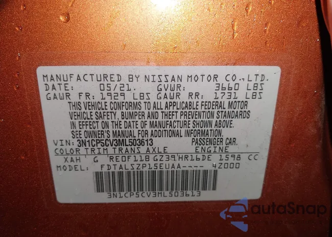 3N1CP5CV3ML503613: 43700037