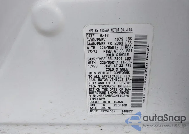 JN8AT2MV3GW140326: 43700041