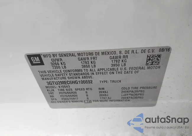 3GTU2MEC6HG106692: 43701132