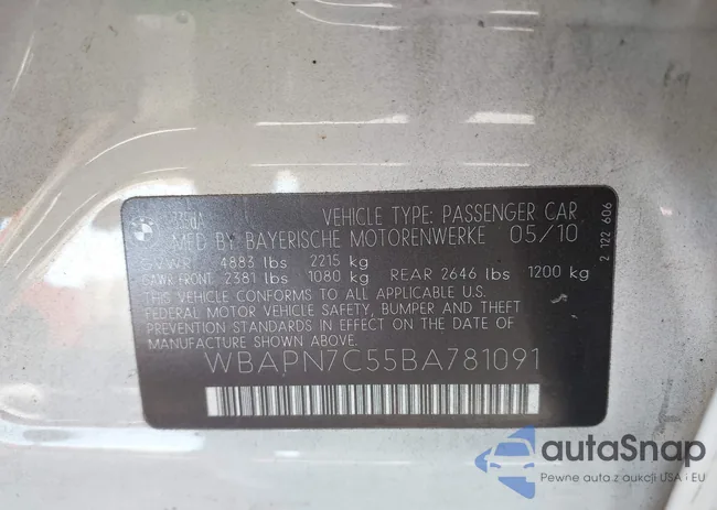 WBAPN7C55BA781091: 43701309