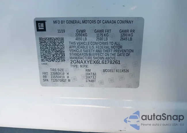 2GNAXYEX6L6178261: 43701330