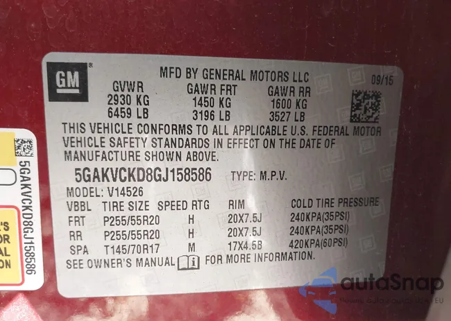 5GAKVCKD8GJ158586: 43701382