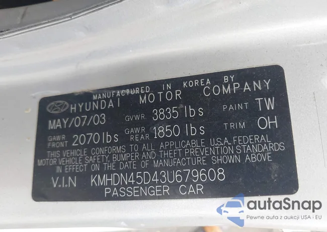 KMHDN45D43U679608: 43701420