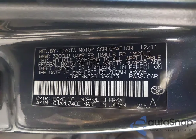 JTDBT4K37CL029433: 43701437