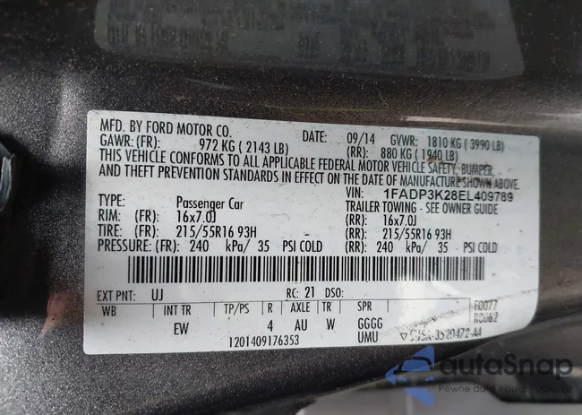 1FADP3K28EL409789: 43701441