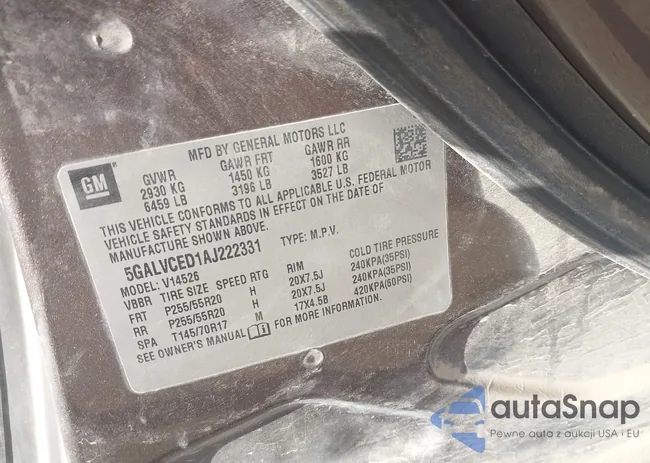 5GALVCED1AJ222331: 43701459