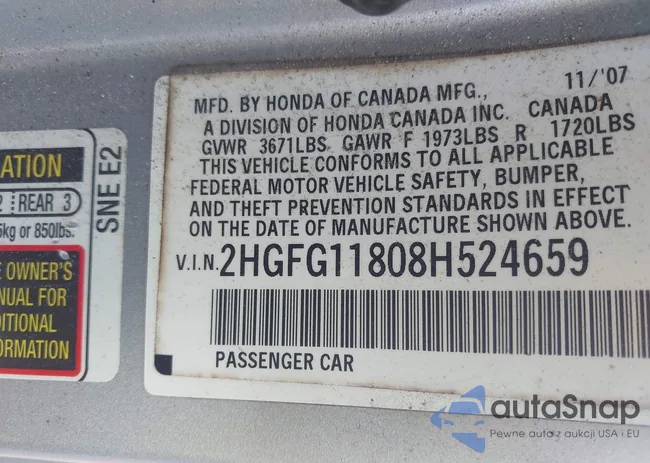 2HGFG11808H524659: 43701596
