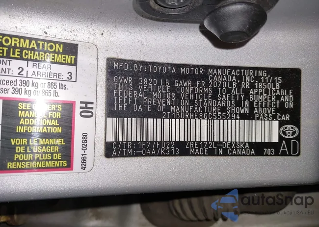 2T1BURHE8GC555294: 43700722