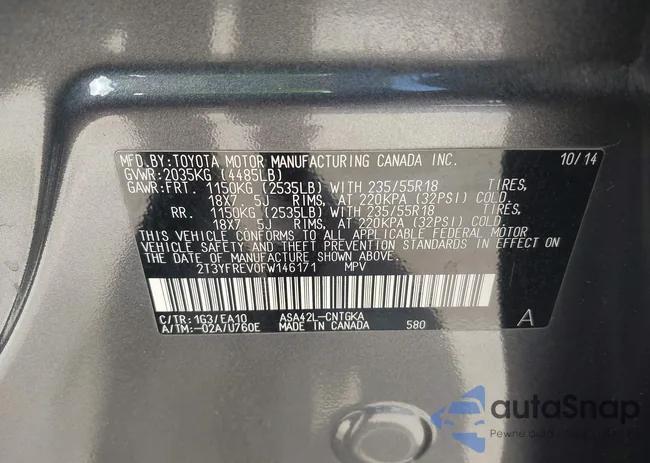 2T3YFREV0FW146171: 43700757