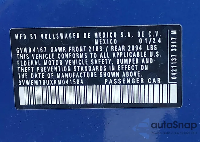 3VWEM7BUXRM041584: 43700813