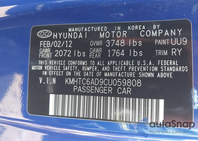 KMHTC6AD9CU059808: 43700816